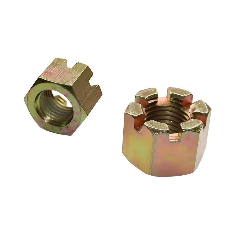 Латунная корончатая гайка M12 с пазами под шплинт
